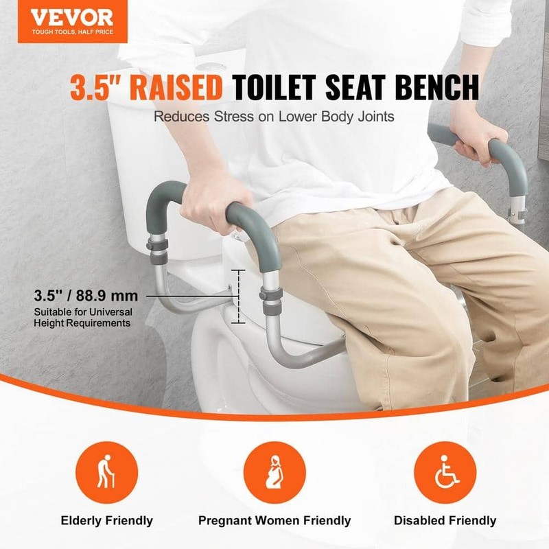 VEVOR Raised Toilet Seat 10"x24" White 300 lbs Capacity for Round Toilet - Image 2