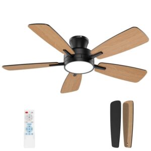QRMOK T5 46" Black Indoor Ceiling Fan with Dimmable 3CCT Light and DC Motor
