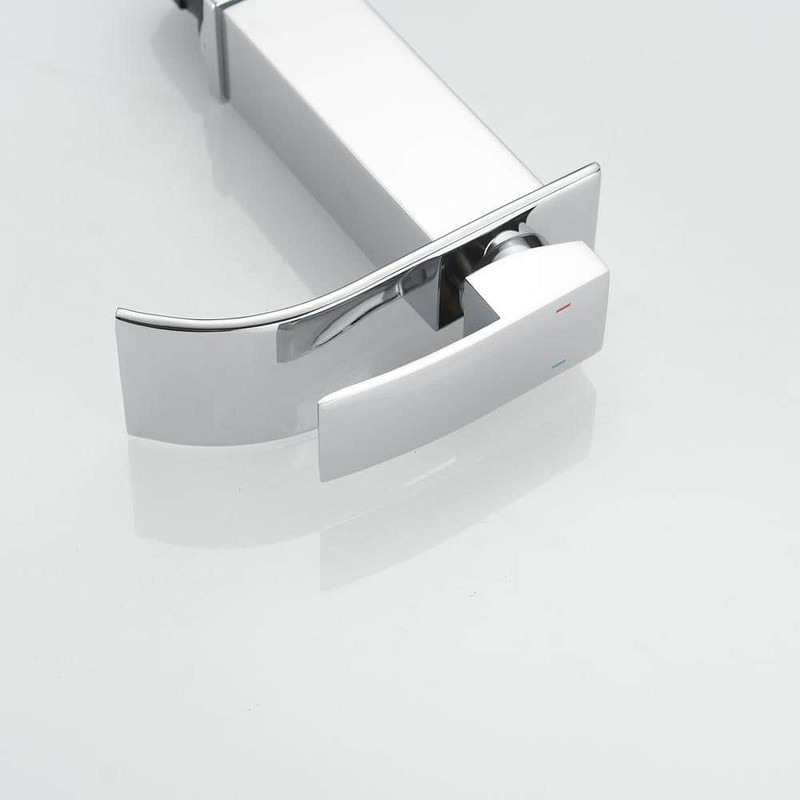 BWE Waterfall Single Handle Low-Arc Bathroom Faucet Polished Chrome - Image 4