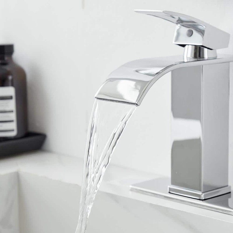 BWE Waterfall Single Handle Low-Arc Bathroom Faucet Polished Chrome - Image 6