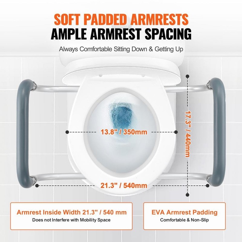 VEVOR Raised Toilet Seat 10"x24" White 300 lbs Capacity for Round Toilet - Image 4