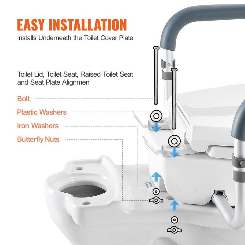 VEVOR Raised Toilet Seat 10"x24" White 300 lbs Capacity for Round Toilet - Image 6