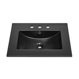 Swiss Madison 24 in. Ceramic Vanity Top Matte Black 8 in. Faucet Holes