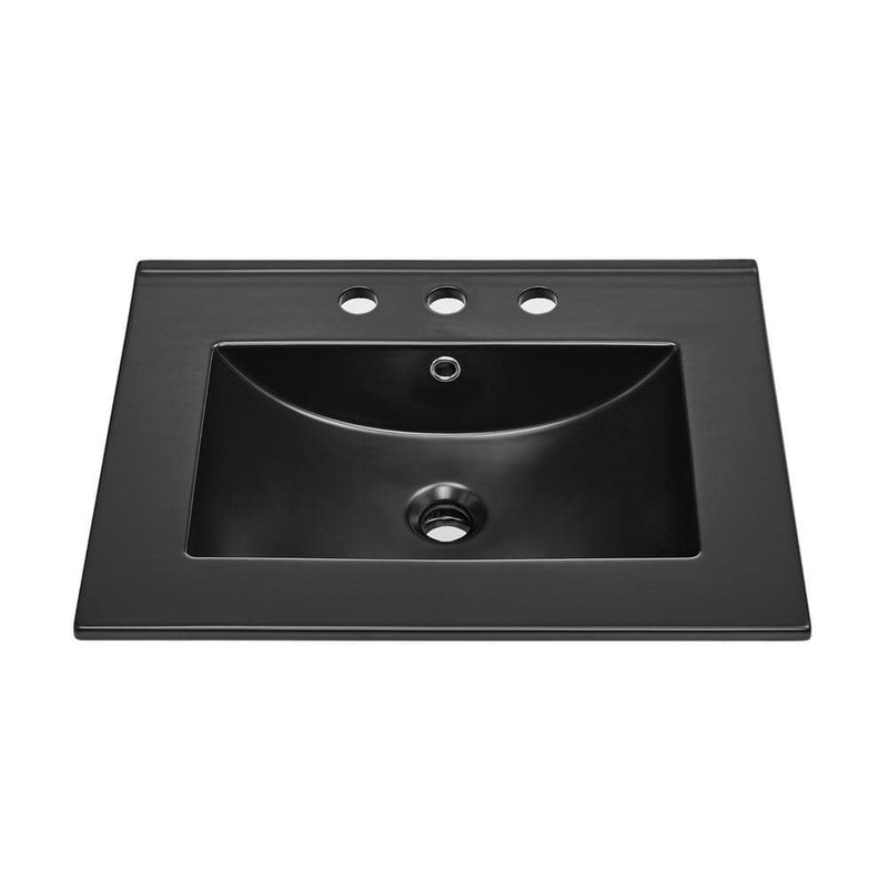 Swiss Madison 24 in. Ceramic Vanity Top Matte Black 8 in. Faucet Holes