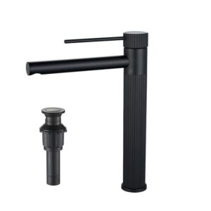 androme Single Hole Bathroom Faucet Matte Black with Pop Up Drain
