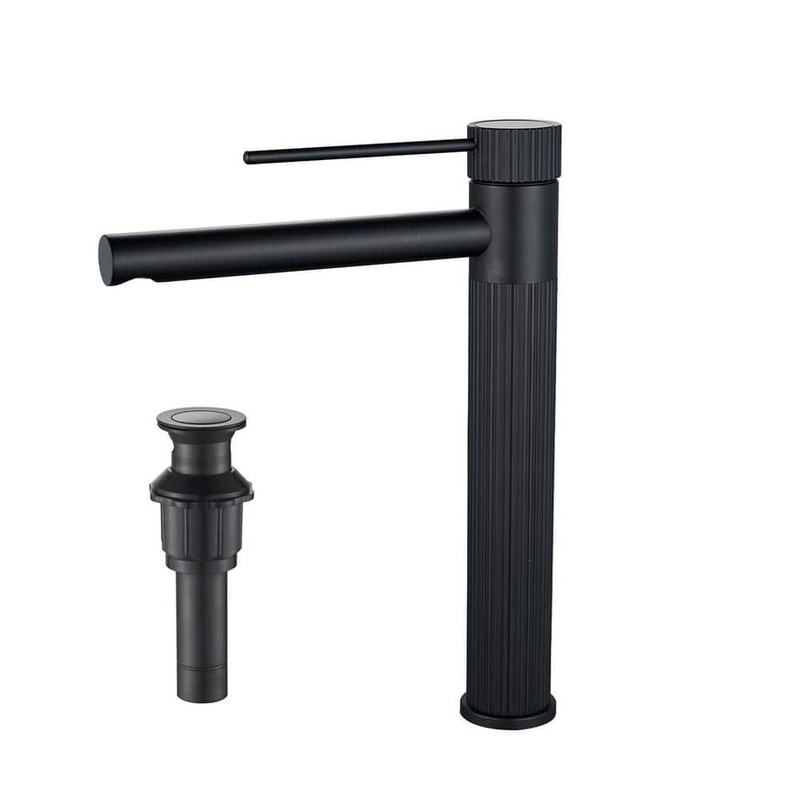 androme Single Hole Bathroom Faucet Matte Black with Pop Up Drain