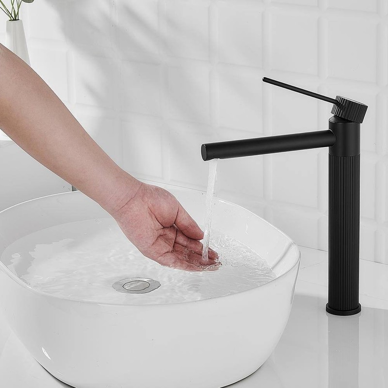 androme Single Hole Bathroom Faucet Matte Black with Pop Up Drain - Image 9