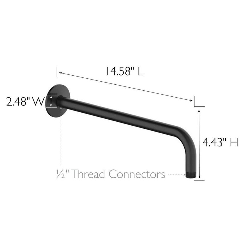 Design House 14.5 in. Wall-Mount Rain Head Shower Arm and Flange in Matte Black - Image 2