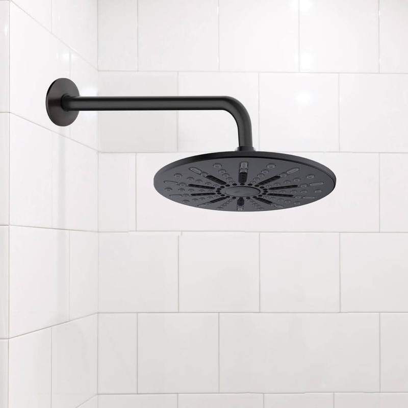 Design House 14.5 in. Wall-Mount Rain Head Shower Arm and Flange in Matte Black - Image 3