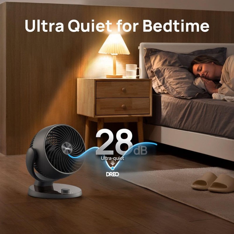 DREO 7 in. Air Circulator Desk Fan, 70 ft. Airflow, 120 Tilt, 28 db, Black - Image 3