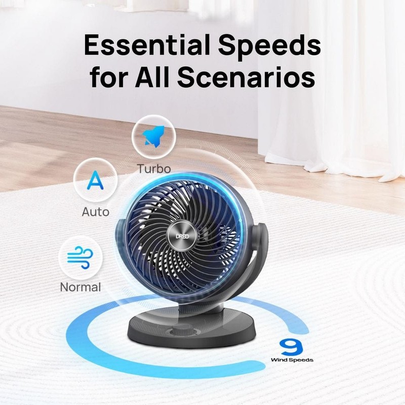 DREO 7 in. Air Circulator Desk Fan, 70 ft. Airflow, 120 Tilt, 28 db, Black - Image 5