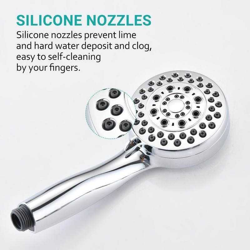 Fapully 5-Spray Wall Mounted Handheld Shower Head 2.5 GPM Chrome - Image 3