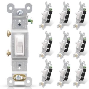 ELEGRP 15 Amp Single-Pole Toggle Switch, Midway Wall Plate White (10-Pack)