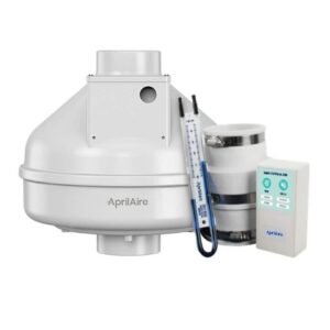 AprilAire Radon Mitigation Fan Kit 117 CFM 3.5" Outlet, Pipe Couplings, Alarm