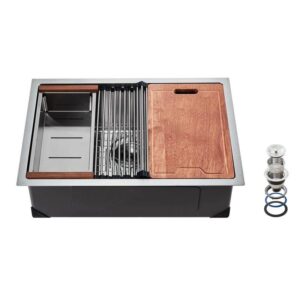 VEVOR 23x19 Kitchen Sink Workstation 304 Stainless Steel Single Bowl
