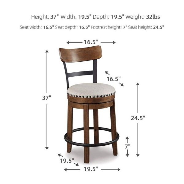 Signature DESIGN BY ASHLEY Valebeck 24.5" Brown Wood Counter Height Bar Stool