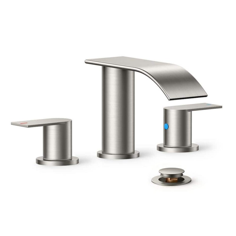 androme 8 in. Widespread Double Handle Bathroom Faucet with Metal Drain in BN