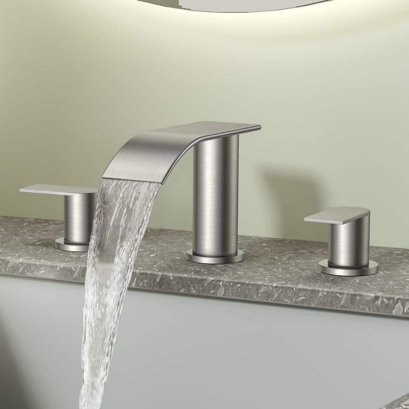 androme 8 in. Widespread Double Handle Bathroom Faucet with Metal Drain in BN - Image 2