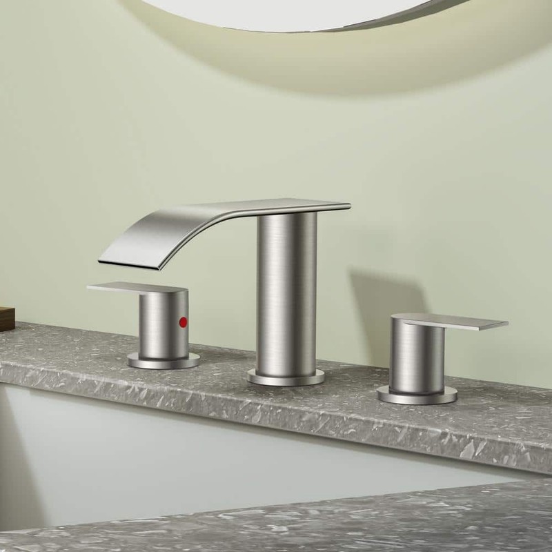 androme 8 in. Widespread Double Handle Bathroom Faucet with Metal Drain in BN - Image 4