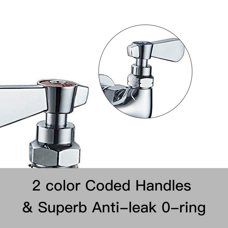 BWE 2-Handle Wall Mount Kitchen Faucet 8" Swivel Spout Polished Chrome - Image 9