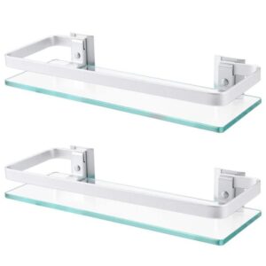 KES 14 in. W x 2 in. H x 5 in. D Bathroom Aluminum Tempered Glass Shelf 2 Pack