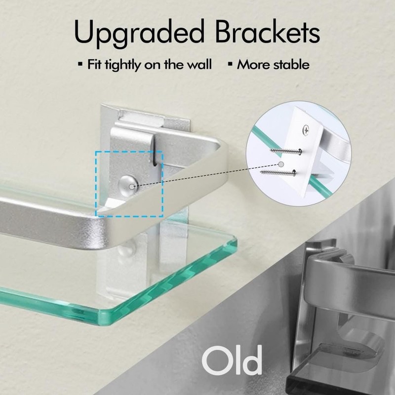 KES 14 in. W x 2 in. H x 5 in. D Bathroom Aluminum Tempered Glass Shelf 2 Pack - Image 7
