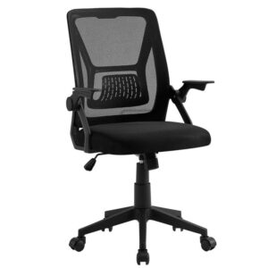 VECELO Fabric Swivel Ergonomic Office Chair, Adjustable Arms, Black
