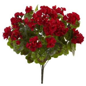 Nearly Natural UV Resistant Indoor/Outdoor Geranium Artificial Bush (Set of 3)