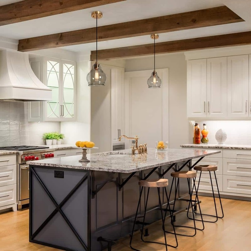 Uolfin Pendant Light 1-Light Plating Brass Smoked Glass Shade Kitchen Island - Image 4