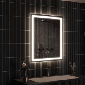 HOMLUX 24"x30" LED Bathroom Mirror 3-Color Light Anti-Fog Wall Mount Vanity