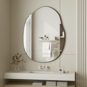 GLSLAND 23.6" W x 31.5" H Irregular Frameless Bathroom Vanity Mirror