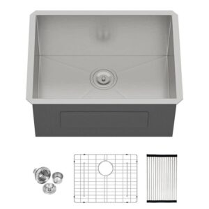 Tidoin 24 in. Drop-In Single Bowl 16-Gauge Brushed Nickel Stainless Steel Sink