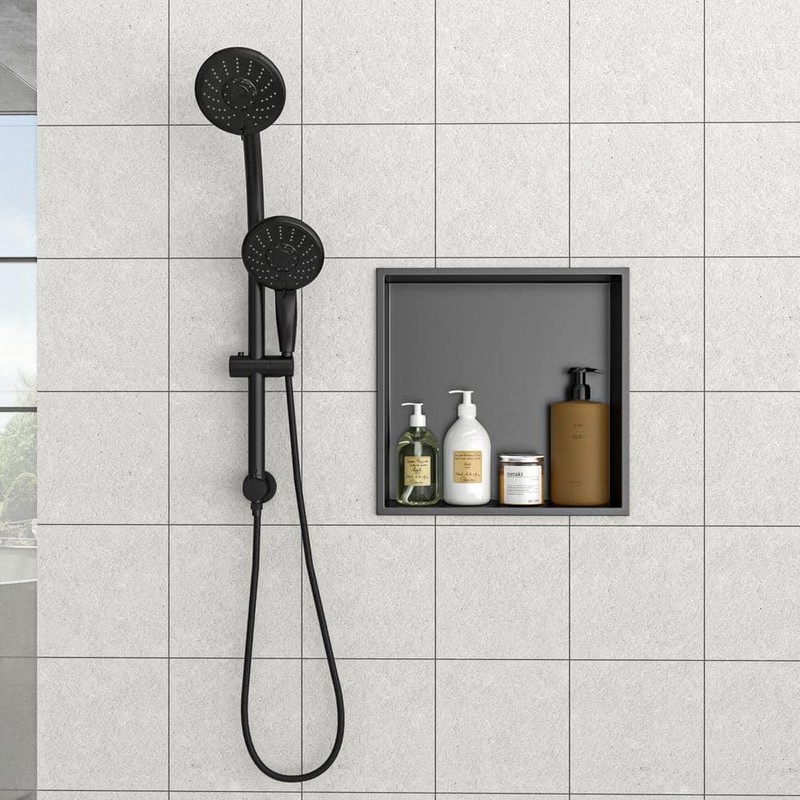 FUNKOL 17x15 Gunmetal Black Stainless Steel Wall Mounted Shower Niche Shelf - Image 2