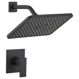 BWE Matte Black Single Handle Square Shower Faucet Set High Pressure Shower Head