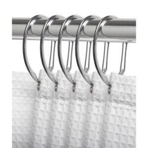 Utopia Alley Shower Rings, Rustproof Zinc Hooks in Chrome, Set of 12