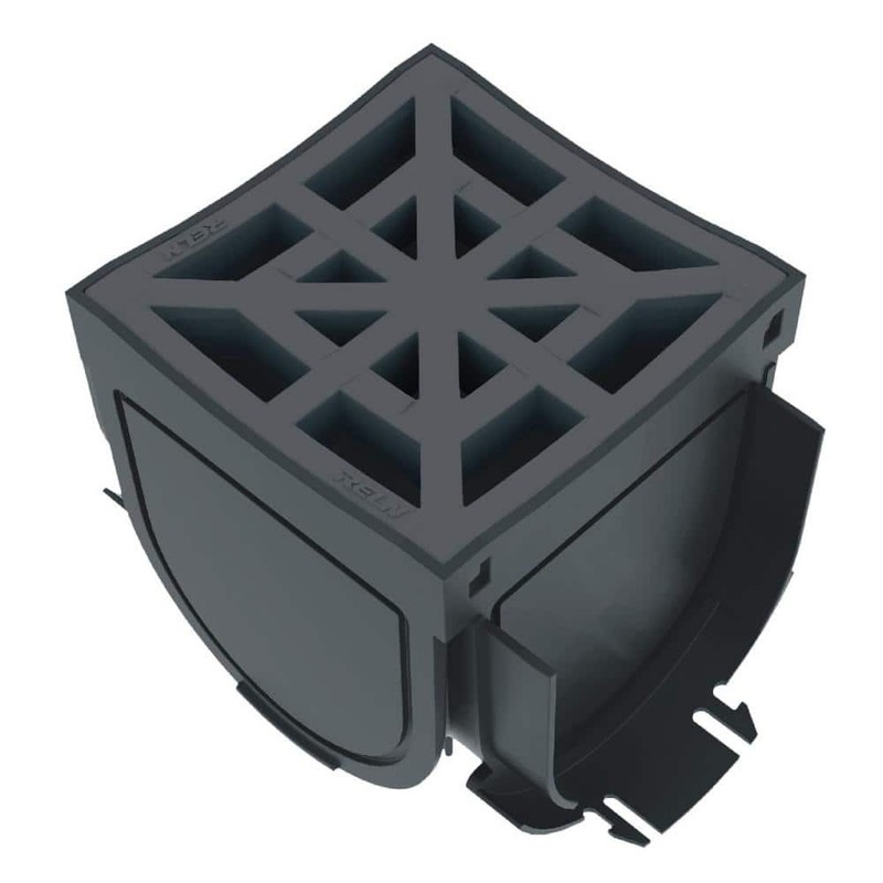 RELN 4.75" Storm Drain Polypropylene 4-Way Adapter Black Grate