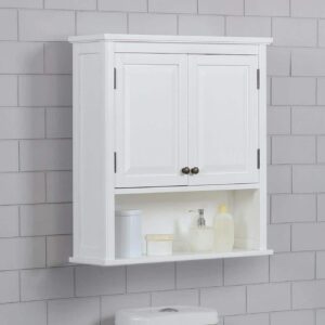 Alaterre Furniture Dorset 27" Wall Mounted Bath Storage Cabinet 2 Doors White