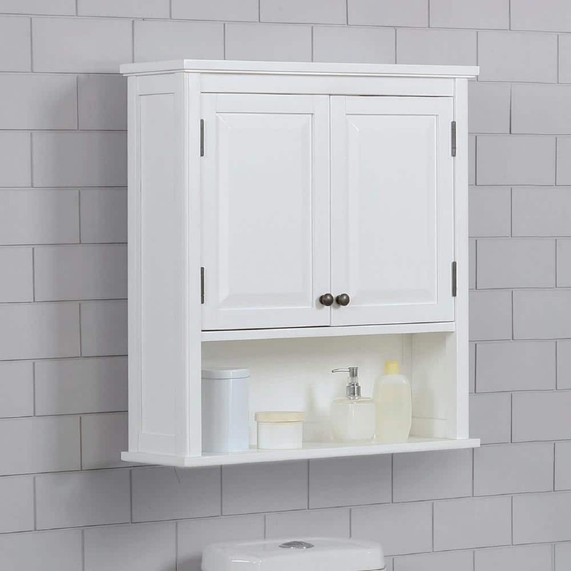 Alaterre Furniture Dorset 27" Wall Mounted Bath Storage Cabinet 2 Doors White
