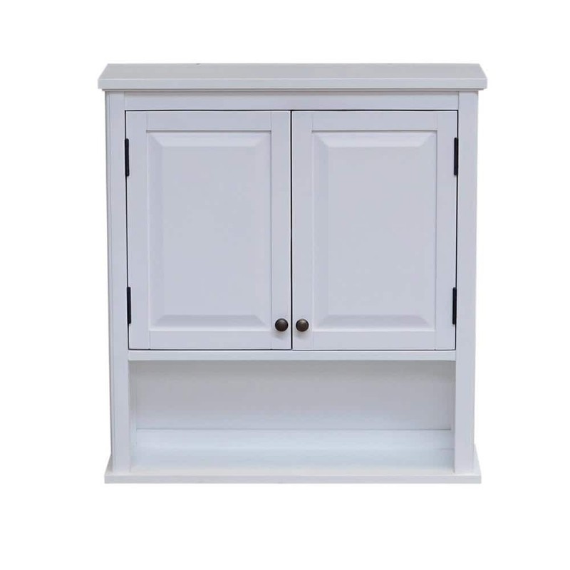Alaterre Furniture Dorset 27" Wall Mounted Bath Storage Cabinet 2 Doors White - Image 2