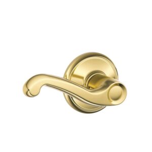 Schlage Flair Bright Brass Passage Hall/Closet Door Lever Handle