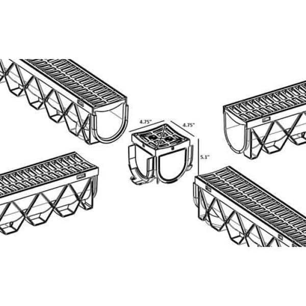 RELN 4.75" Storm Drain Polypropylene 4-Way Adapter Black Grate - Image 5