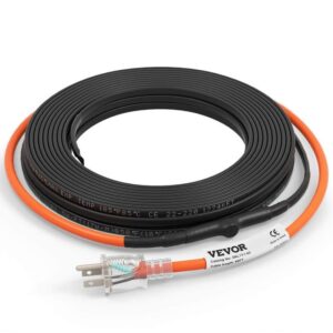 VEVOR 60 ft Pipe Heat Cable 5W/ft Self-Regulating IP68 110V with Thermostat