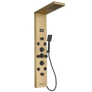 BWE 8-Jet Rainfall Shower Panel System Black Gold