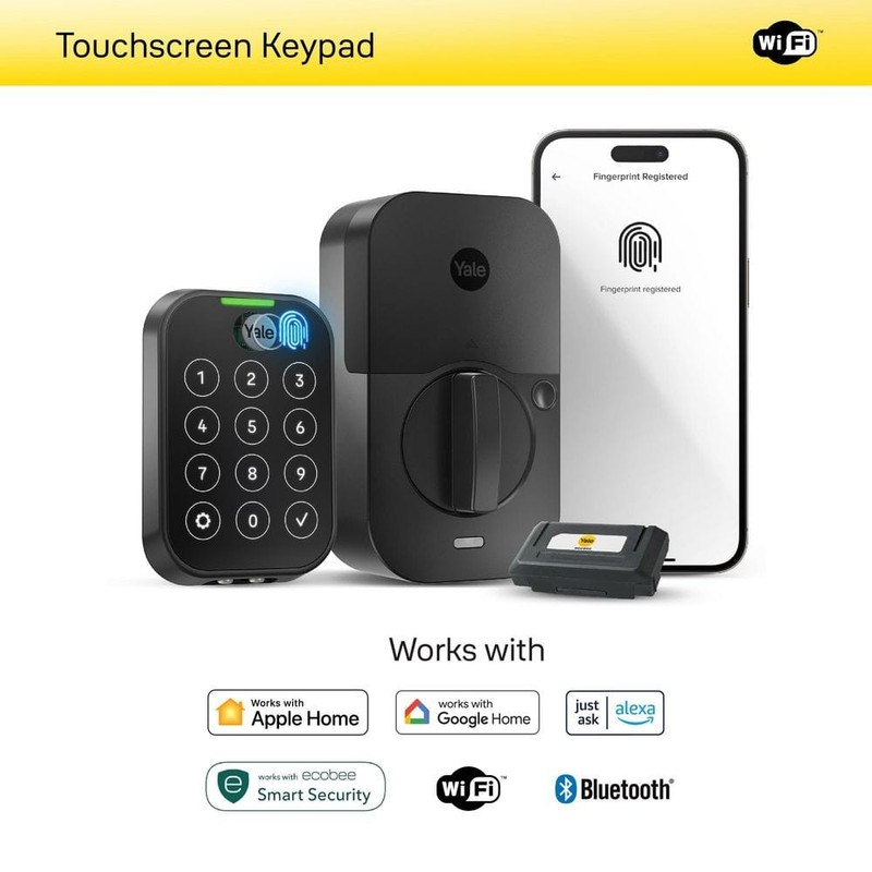 Yale Assure Lock 2 Keyless Smart Door Lock WiFi Fingerprint Access Black Suede