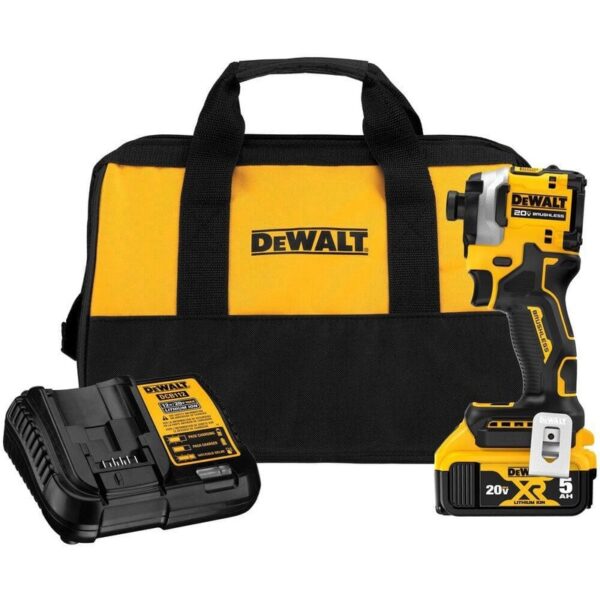 DEWALT ATOMIC 20V MAX Brushless 1/4in Impact Driver Kit w/ 5Ah Battery & Charger