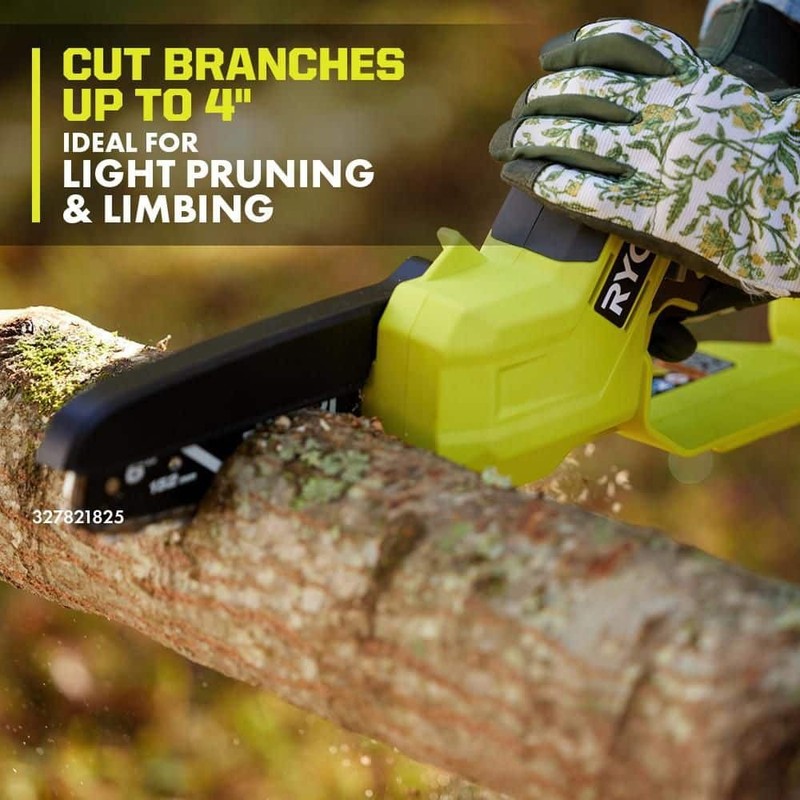 RYOBI ONE+ 18V 6 in. Cordless Battery Mini Chainsaw w/2.0 Ah Battery+Charger - Image 5