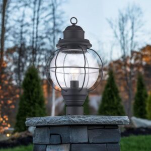 Bel Air Lighting 19" 1-Light Black Outdoor Lamp Post Fixture Seeded Glass