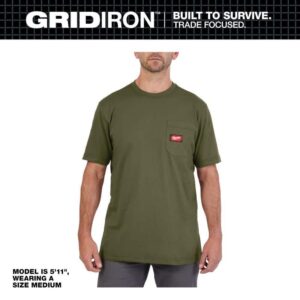 Milwaukee Men's Medium Green GRIDIRON Cotton/Polyester Pocket T-Shirt