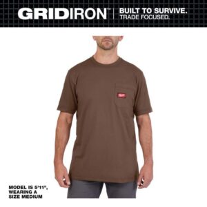 Milwaukee Men's Medium Brown GRIDIRON Cotton/Polyester Pocket T-Shirt