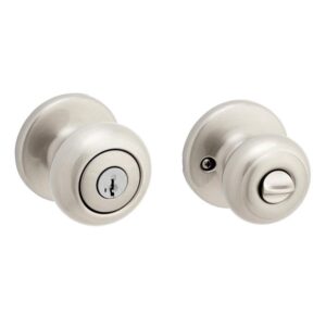 Kwikset Cove Satin Nickel Keyed Entry Door Knob SmartKey Security Microban
